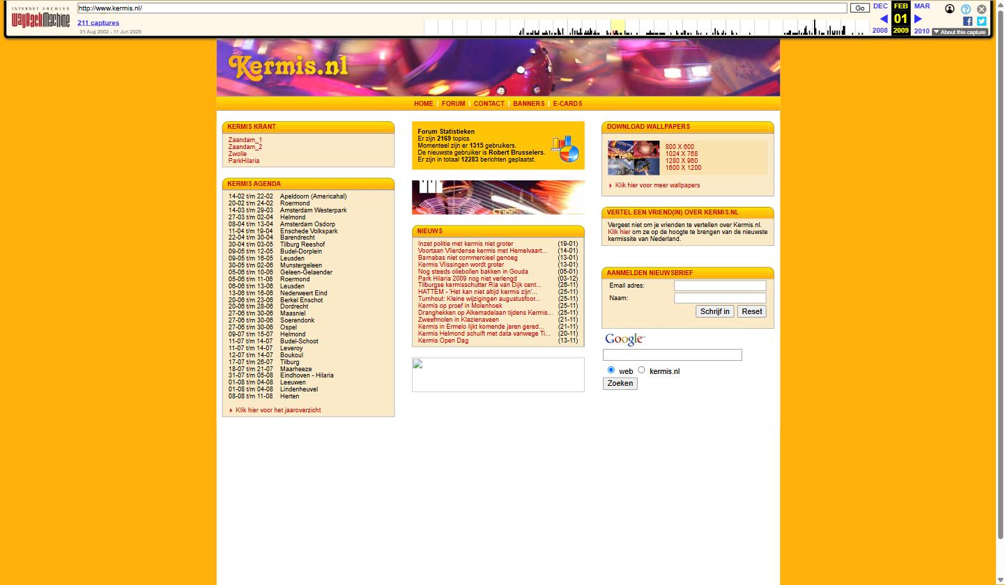 Kermis.nl in februari 2009: een landelijke kermisagenda, kermisnieuws en een druk forum